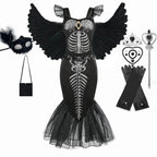 New Skeleton Little Mermaid Halloween Horror Costume Ariel Princess Costume Kids Birthday Party Prom Dress For Girls