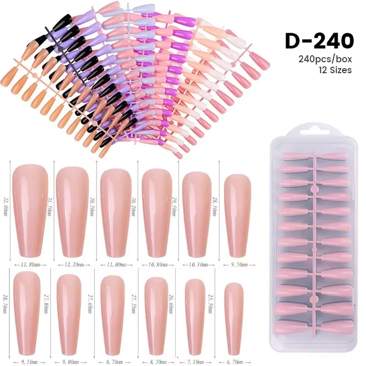 150Pcs/Box Acrylic Press on Nails Full Cover Fake False Tips Soft Gel Extension T-shaped Oval Capsule Almond Sculpted Salon DIY