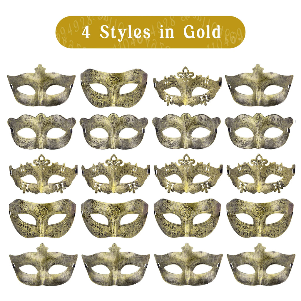 20-120Pcs Masquerade Masks Bulk Venetian Carnival Masks Vintage Antique Party Masks for Women Men Mardi Gras Prom Halloween