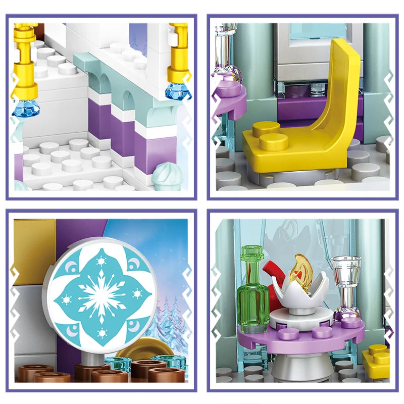 742PCS Friends Princess Luxury Ice Castles Playground House Movies Winter Snow Horse Figures Building Blocks Toy for Girls Kids