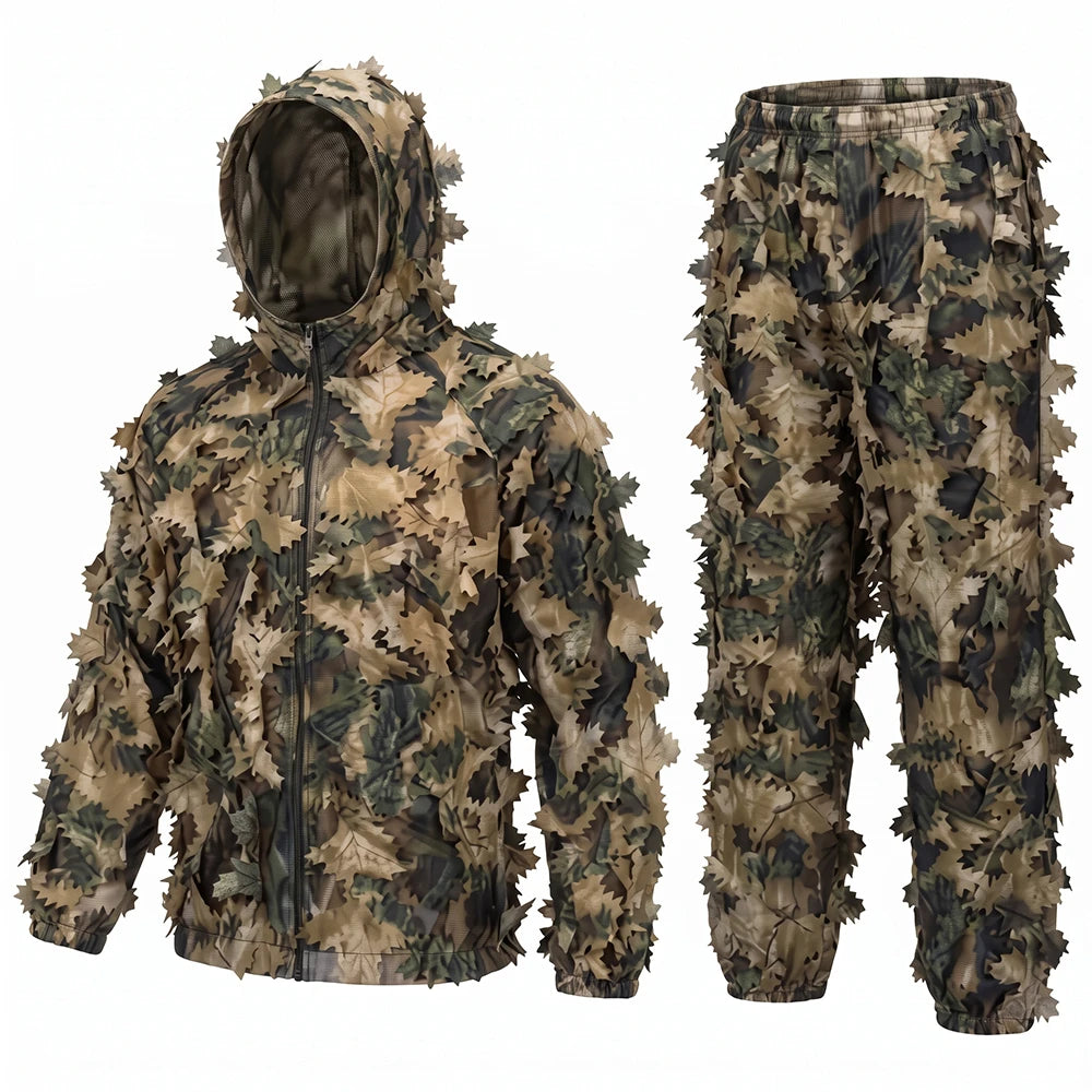 3D Leaves Camouflage Ghillie Suit Lightweight Camouflage Ghillie Woodland Camoflage Sniper Airsoft Shooting Hunting Equipment
