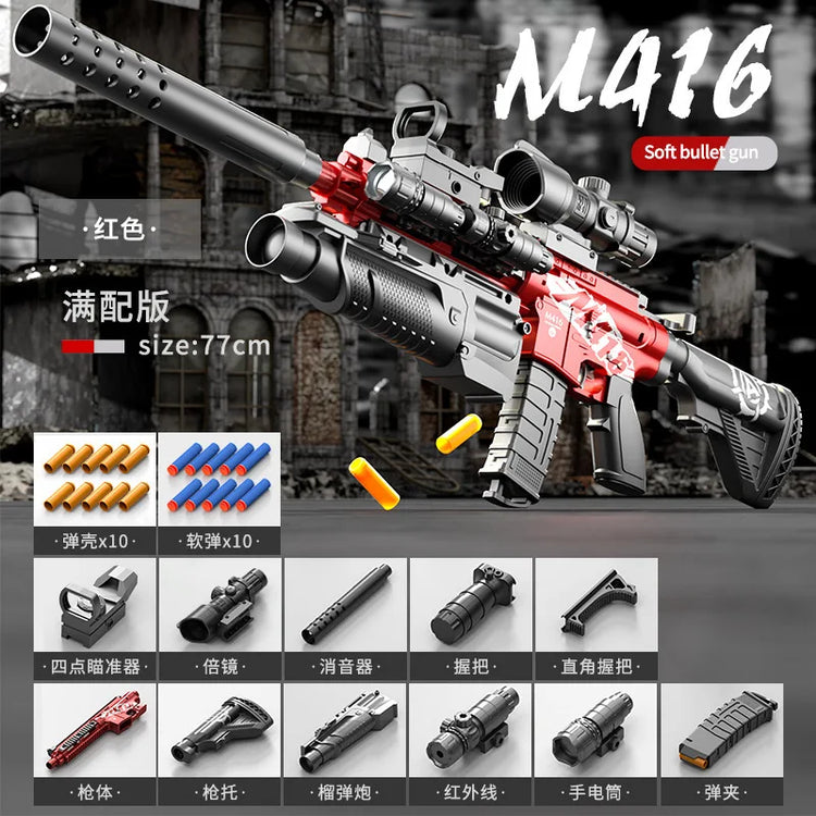 Manual Soft Bullet M416 Soft Bullet Gun Can Fire Submachine Gun Model  Toy Gun Action Loading Assault Rifle