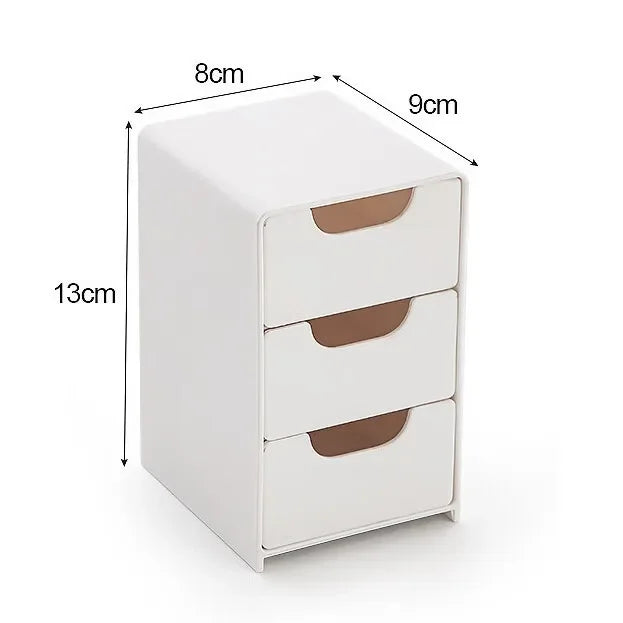 1pc 3-Tier Desktop Organizer with Drawers, Plastic Storage Box for Stationery/School/Office Supplies