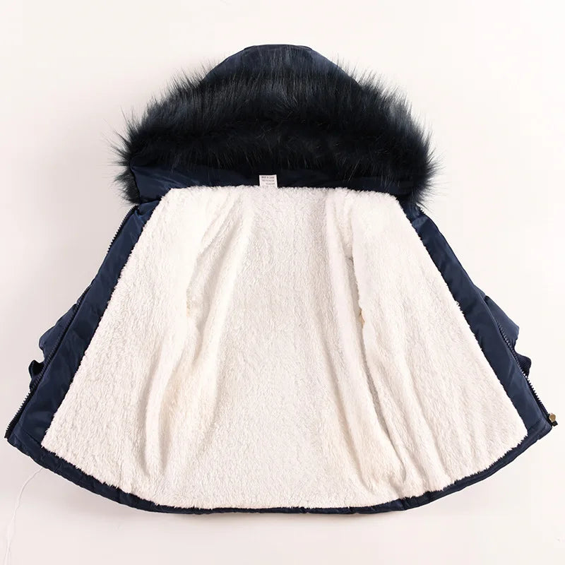 Girls Jacket Fur Collar