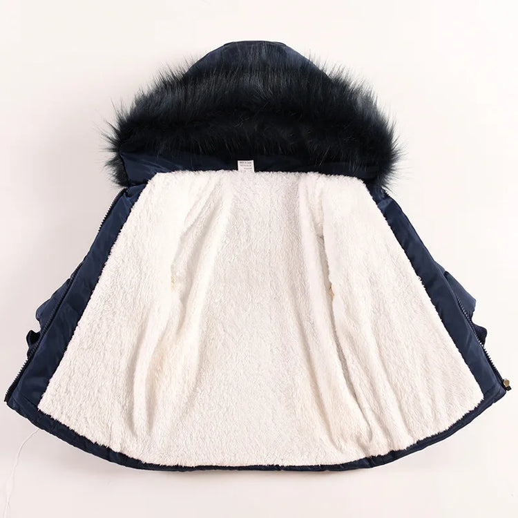 Girls Jacket Fur Collar