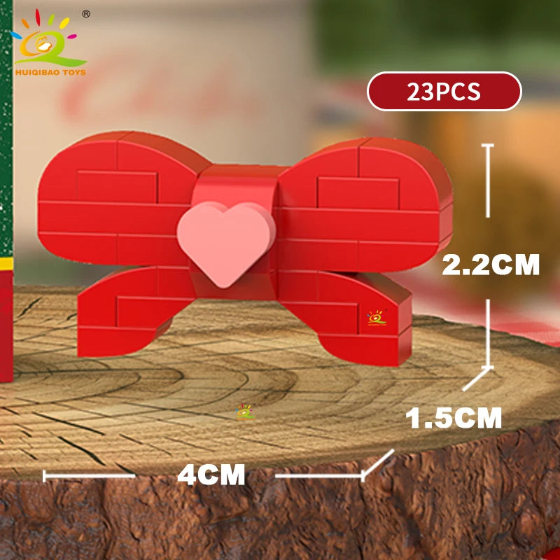 HUIQIBAO Christmas Mini Building Blocks Set DIY Santa Claus Xmas Tree Snowman House Ornament Kid Educational Assembly Toy