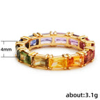 Huitan 5 Colors Shiny Cubic Zircon Women Rings Gold Color Female Daily Wear Stylish Colorful Rings Anniversary Gift Jewelry