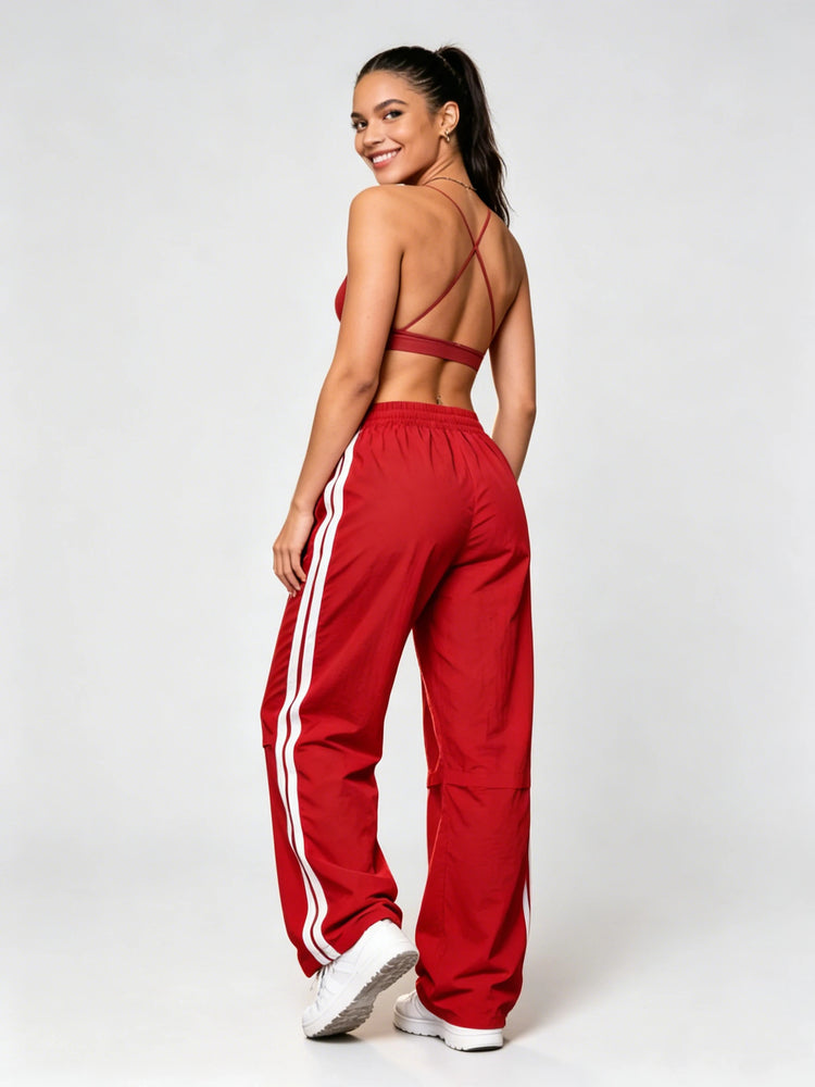 Women's Striped Pants Loose Elastic Waist Drawstring Straight Leg Casual Sweatpants Low Rise Baggy Trousers for Outdoor Sports