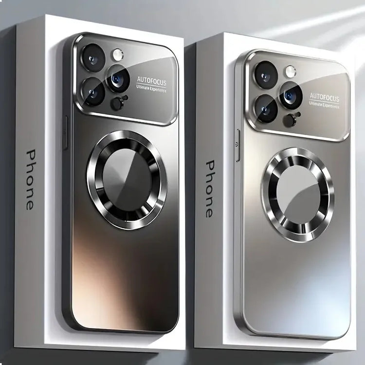 New Titanium Metallic Luxury Matte Case For iPhone 17 16 15 14 13 12 18 Pro Max For Magsafe Glass Lens Camera Protection Cover