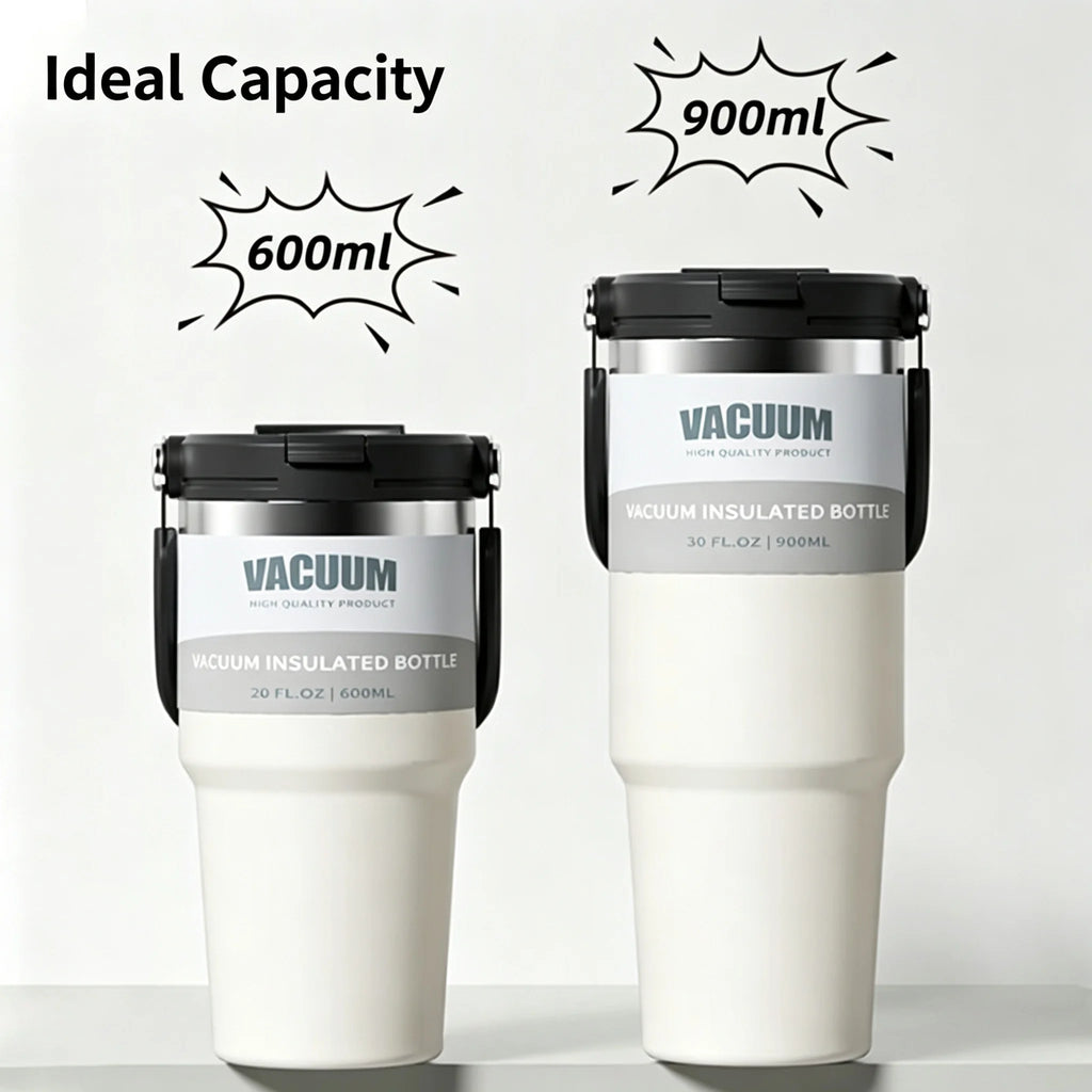 Car Thermal Mug Extra Large Capacity 900/1200ml Stainless Steel VacuumThermal Mug Handheld Portable Outdoor&Sport Water Cup