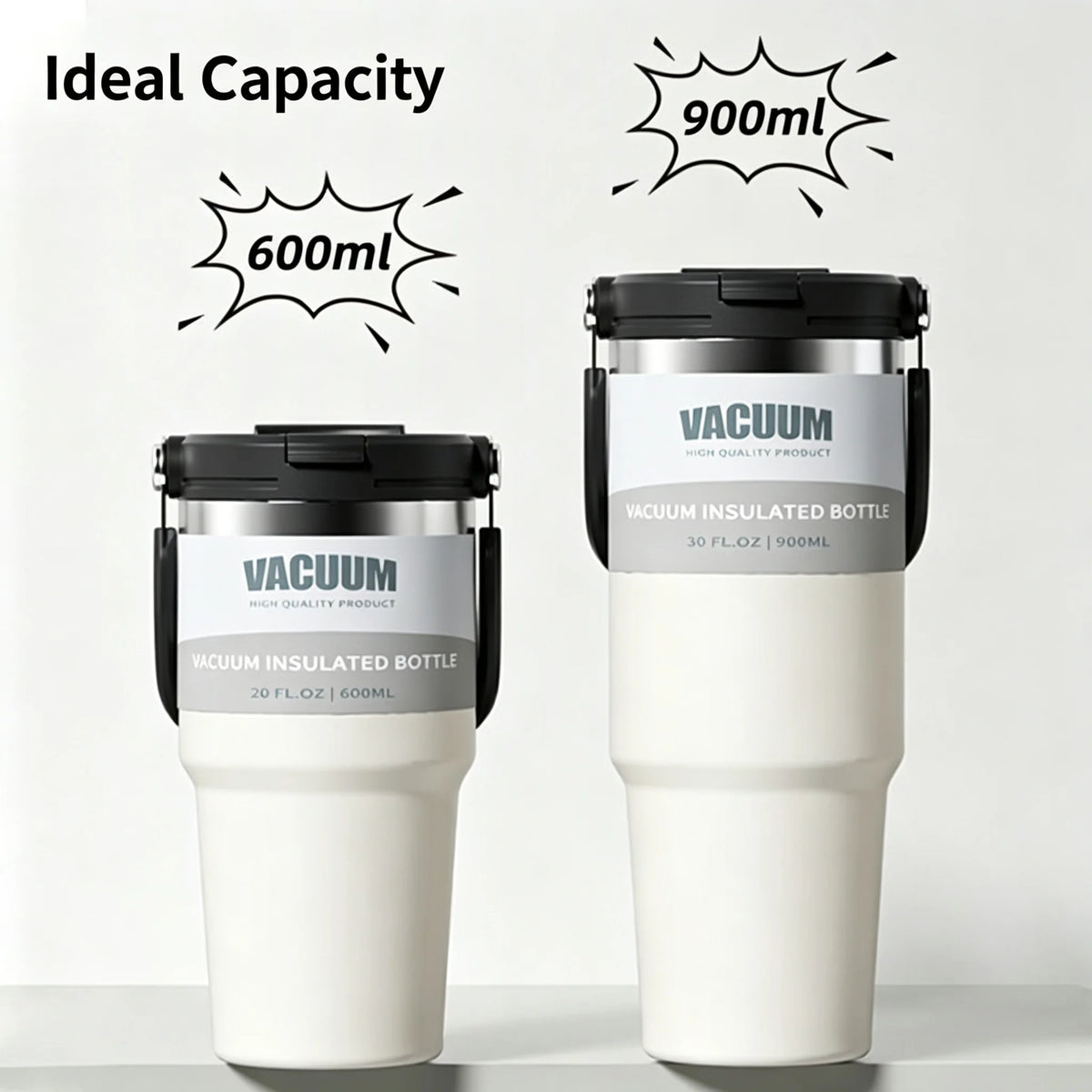 Car Thermal Mug Extra Large Capacity 900/1200ml Stainless Steel VacuumThermal Mug Handheld Portable Outdoor&Sport Water Cup