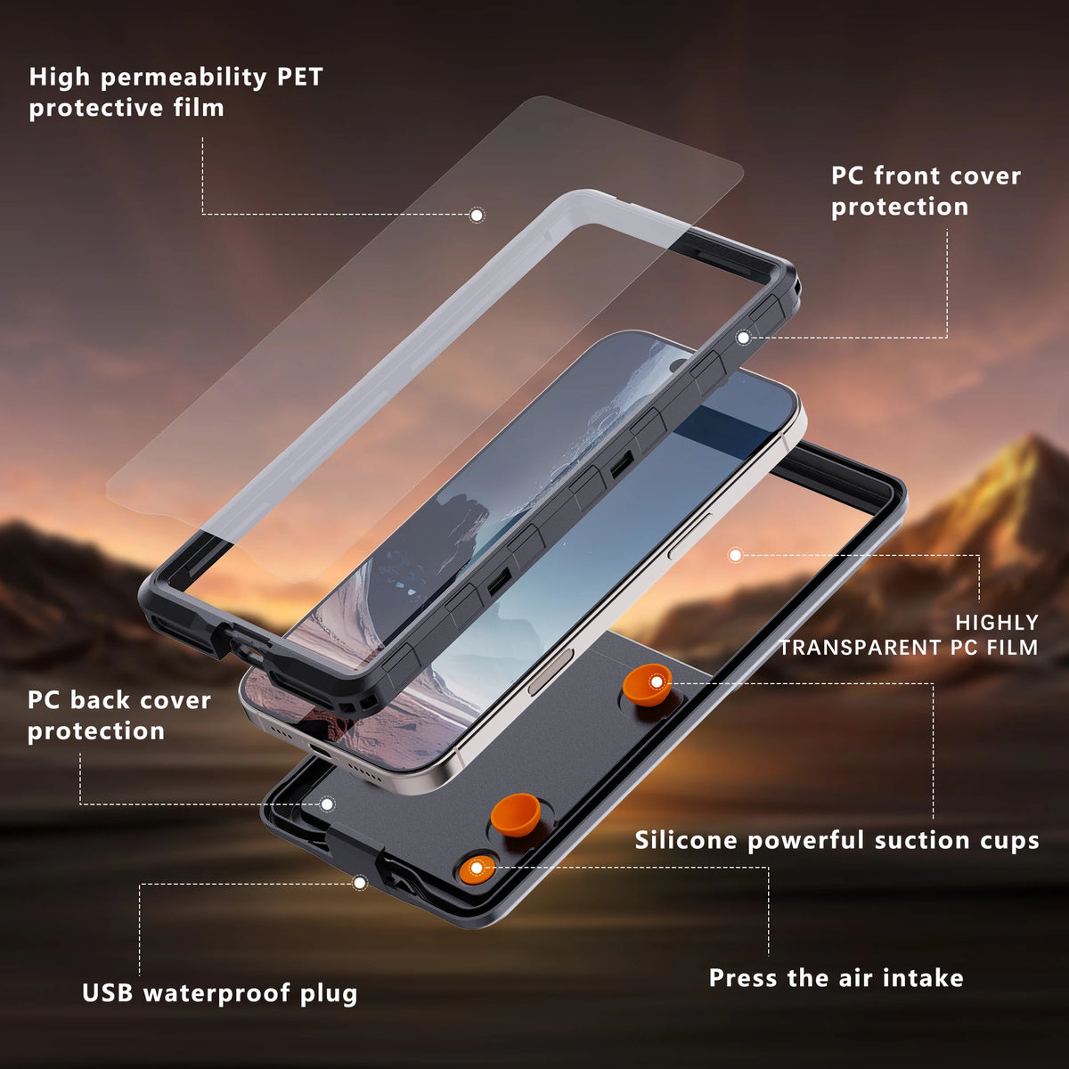 Shellbox Waterproof Phone Case for 6.9' Devices Transparent Universal Touch Screen Underwater Dust And Drop Protection IP68 New