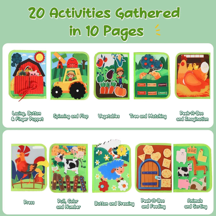Baby Toys Busy Book for 1 2 3 Year Old, Toddlers Montessori Farm Busy Book