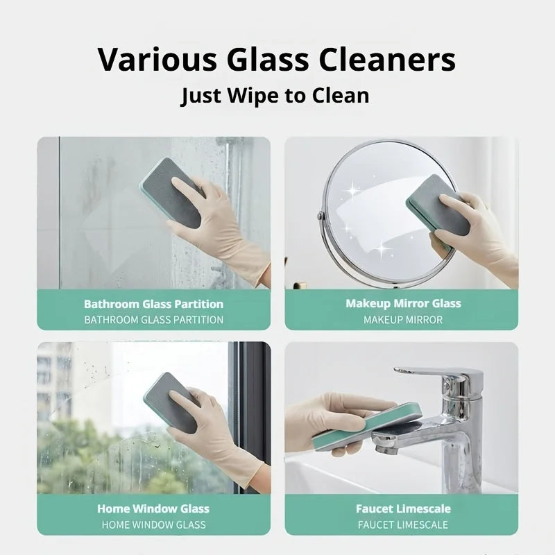 6 PCS Glass Scale Magic Cleaning Brush, Powerful Water Scale Water Stain Remover, Multifunctional Window Glass Cleaning Tool