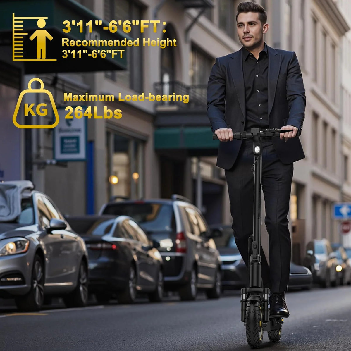 2026 New 10inch Solid/Air Tire Electric Scooter 500W Motor 42V 14.5AH Battery Up to 22MPH Max Speed & 28 Miles Max Range Dual Suspension Folding IP65 Waterproof E-Scooter for Commuting