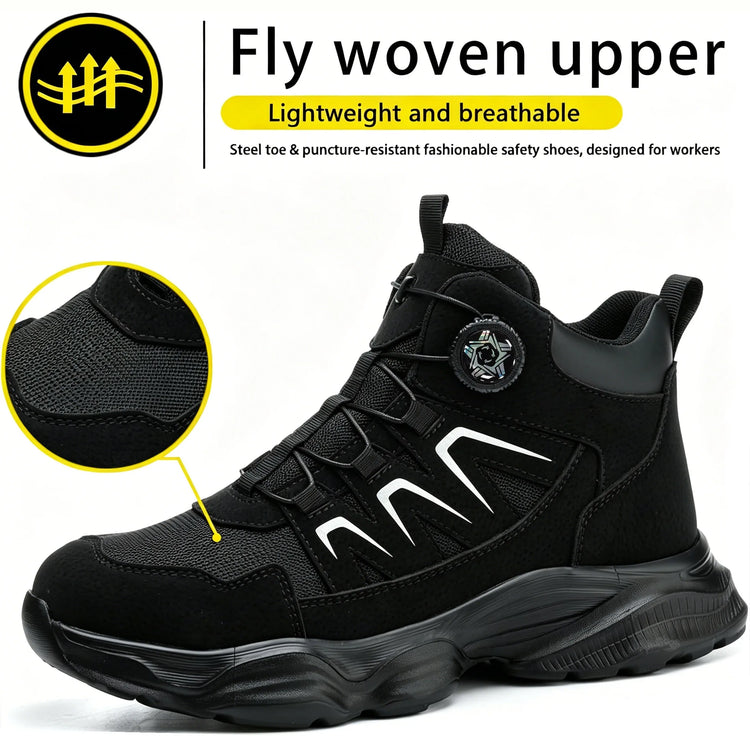Rotating Button Safety Boots Shoes Man Steel Toe Safety Work Shoes Lightweight Non Slip Work Boots Men Sneaker