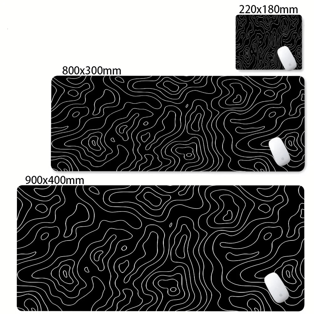 XXL Desk Mat Black And White Strata Liquid Mousepad Large Abstract Mouse Pad Gaming Deskmat With Lockedge Office Non-slip Carpet