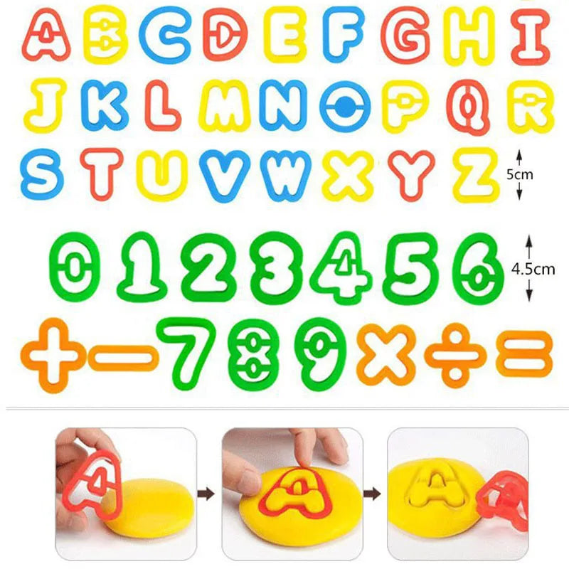 Dough Tools Playdough Mold Set for Kids Various Shape Needle Tube Letter Number Plasticine Accessory Children Craft Puzzle Toys