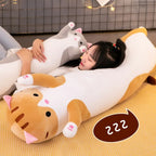 Cute Cat Plush Toy Long Pink Brown Grey Sleeping Cats Leg Pillow Squishy Little Animal Doll Appeasing Plushie Gift