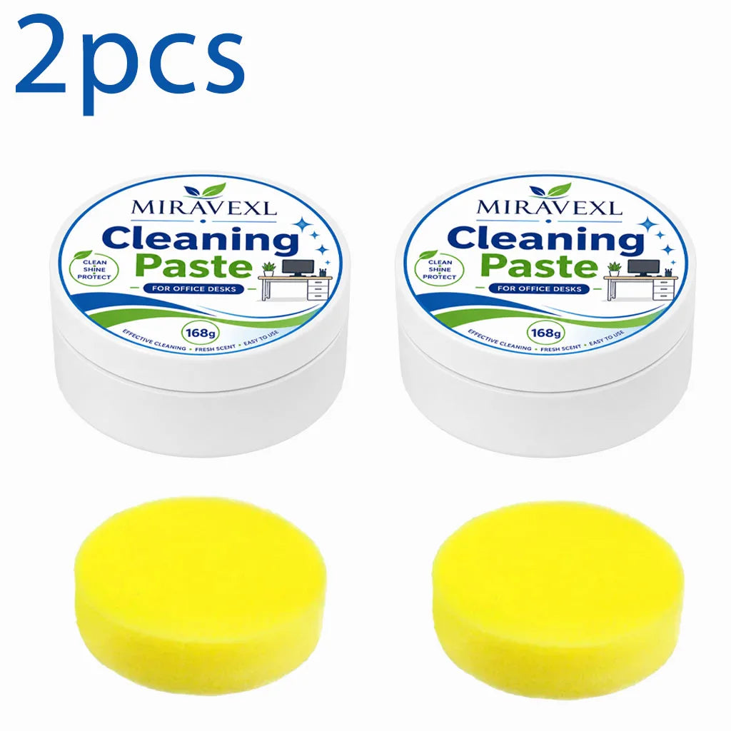 Office Desk Cleaning Paste with Sponge, Multi Surface Stain Cleaner Furniture Polish Cream for All Wooden Plastic Office Desktop