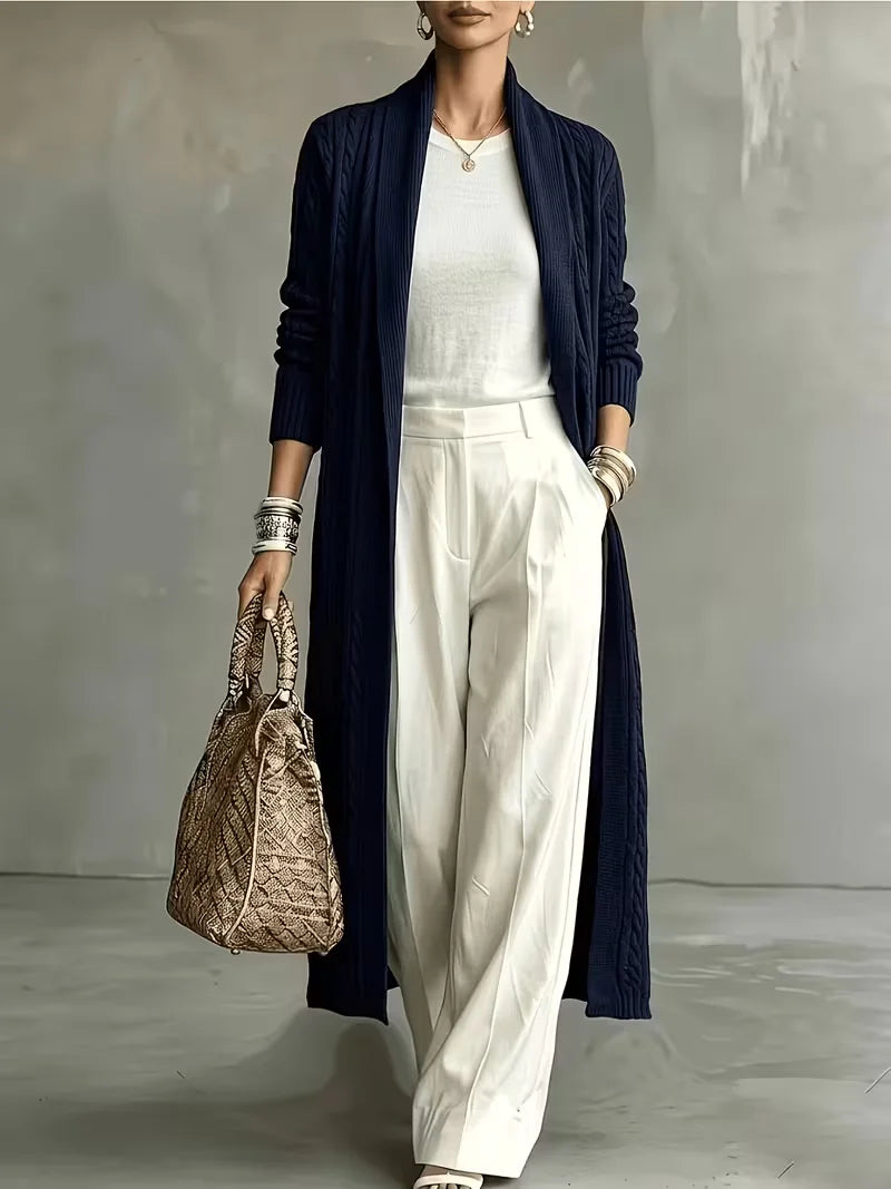 Women's Plus Size Long Knit Cardigan Loose Slimming Open Front Long Sleeve Sweater Coat Casual Commuter Fall Winter Layering