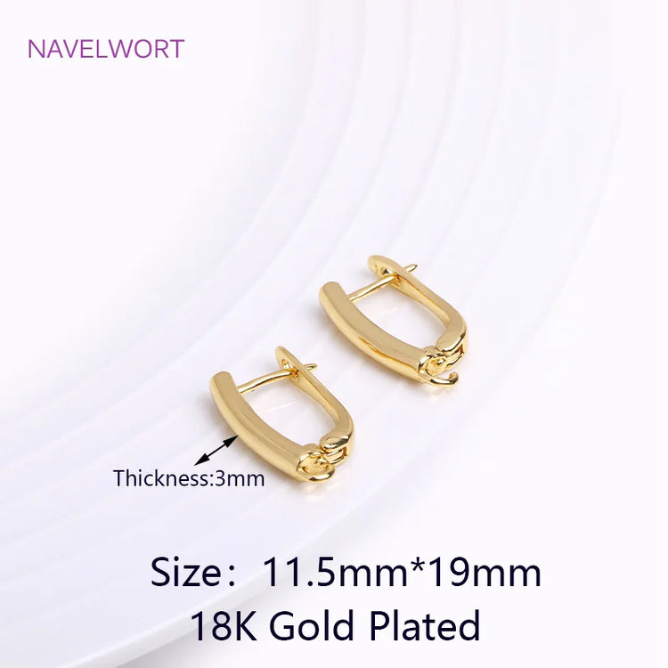 DIY Earring Making Accessories 18K Gold Plated Smooth Earring Hook Clasps Brass Metal Earwires Hooks,Jewelry Making Supplies