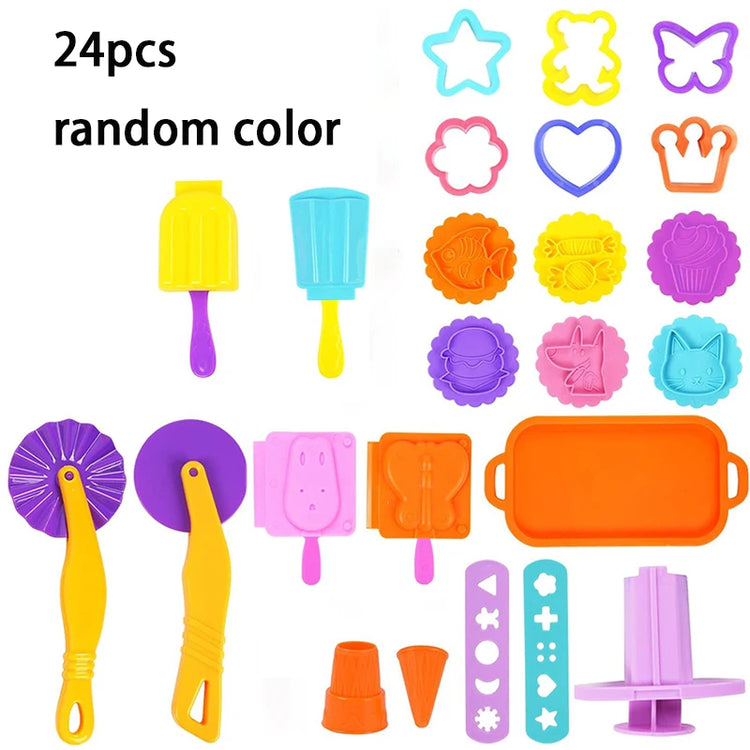 Playdough Ice Cream Mold for Kids Simulation Cookies Popsicle Party Play Plastics Clay Dough Tools Accessories Children DIY Toys