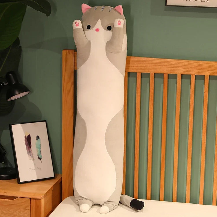 Cute  Cat Plush Toy Long Pink Brown Grey Sleeping Cats Leg Pillow Squishy Little Animal Doll Appeasing Plushie Gift