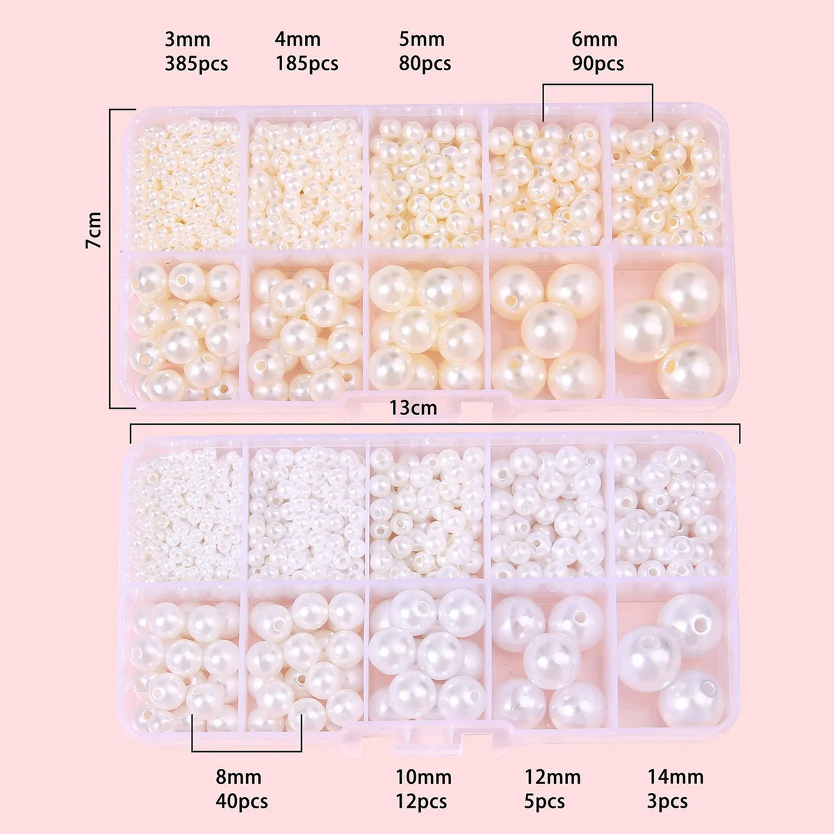 About 800pcs ABS Pearl Set Box Beads DIY Handmade Earrings, Bracelets, Necklaces, Mobile Phone Chains and Decorations
