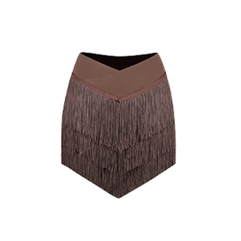 New Latin Dance Clothes Long Sleeves Backless Tops Fringe Skirt Women Cha Cha Rumba Samba Dance Training Practice Wear