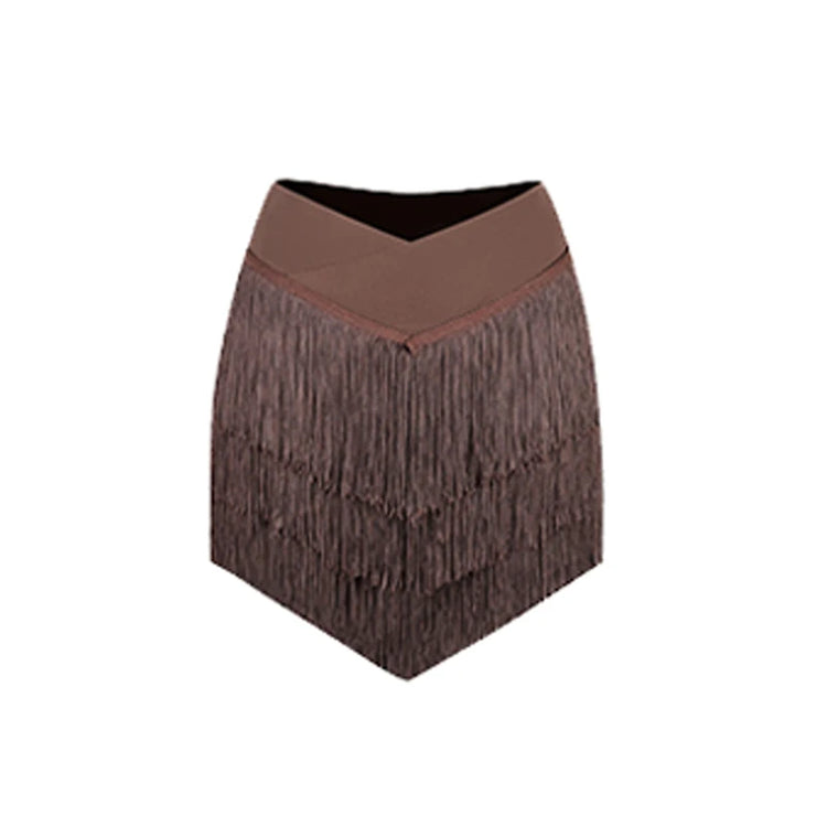 New Latin Dance Clothes Long Sleeves Backless Tops Fringe Skirt Women Cha Cha Rumba Samba Dance Training Practice Wear