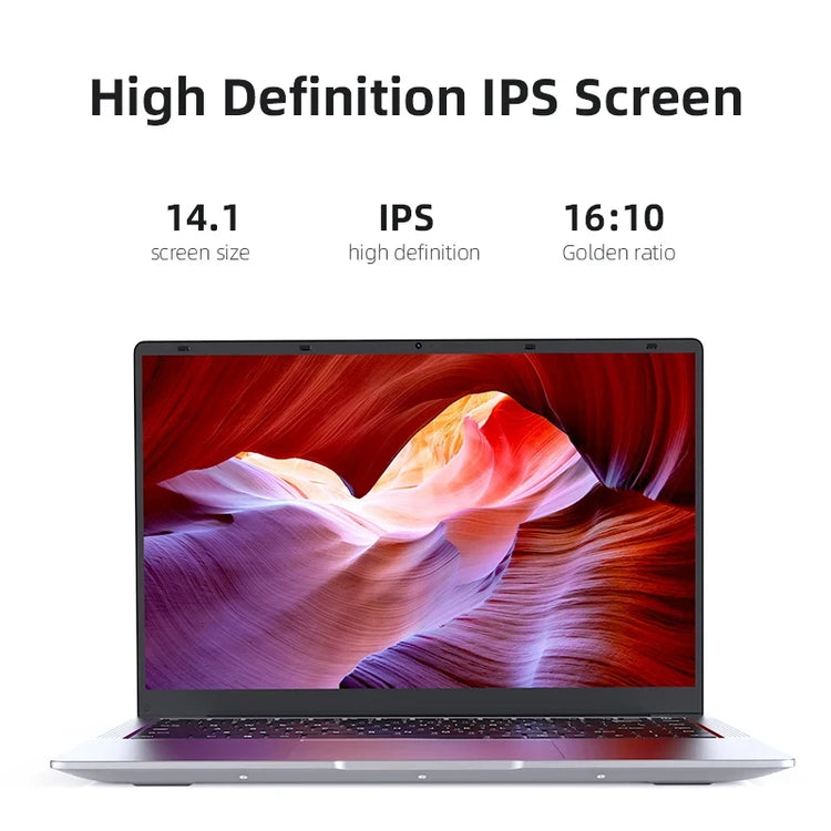 Xiaman 14.1 Inch HD Display Laptop Computer Windows 11 Pro Intel Atom A3950 Laptops Lightweight Notebook PC Office Study Computer
