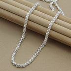 Wholesale 45-60cm 925 Sterling Silver 4mm Round Box Chain Necklace Bracelet Set For Women Men Boy Wedding Engagement Charm