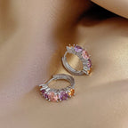 Crystal Lymphatic Drainage Earrings Colorful Crystal Round Hoop Earrings Fashion Magnetotherapy Weight Loss Slimming Jewelry