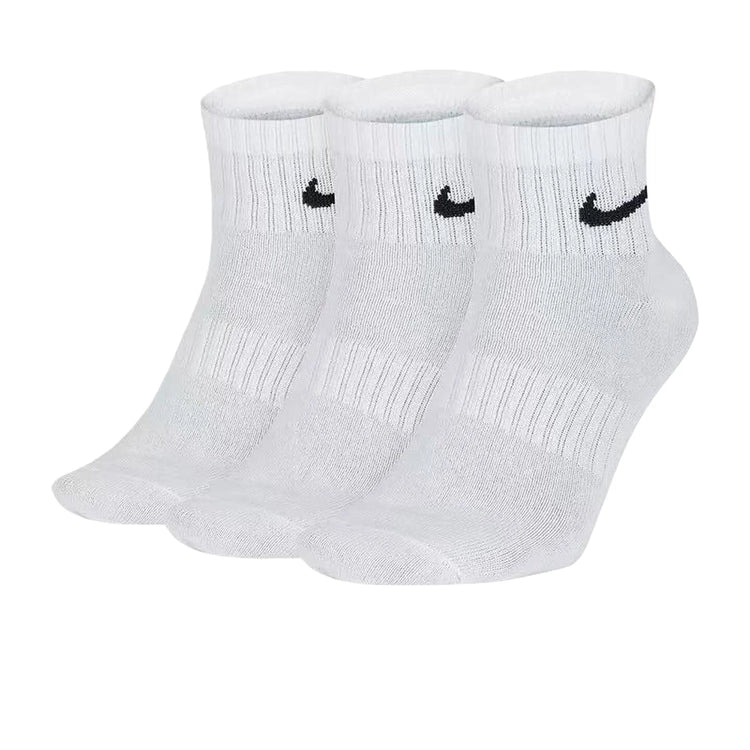 Nike Unisex 3-Pack Short-Cuff Casual Basketball Socks Breathable Moisture-Wicking Socks SX7678-100