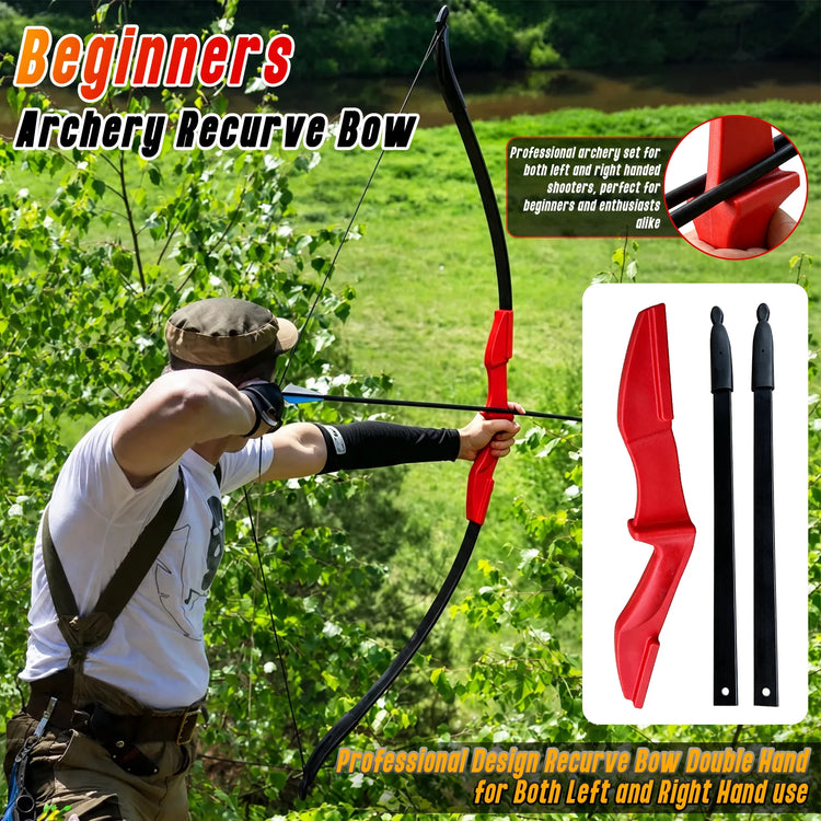 Archery Recurve Bow 53" Standard Set for Adults 20 30 40lb, Takedown Archery Kit for Beginners Right & Left Handed Outdoor Target Practice & Training, Adult Beginners to Advanced Outdoor Target Practice,Red