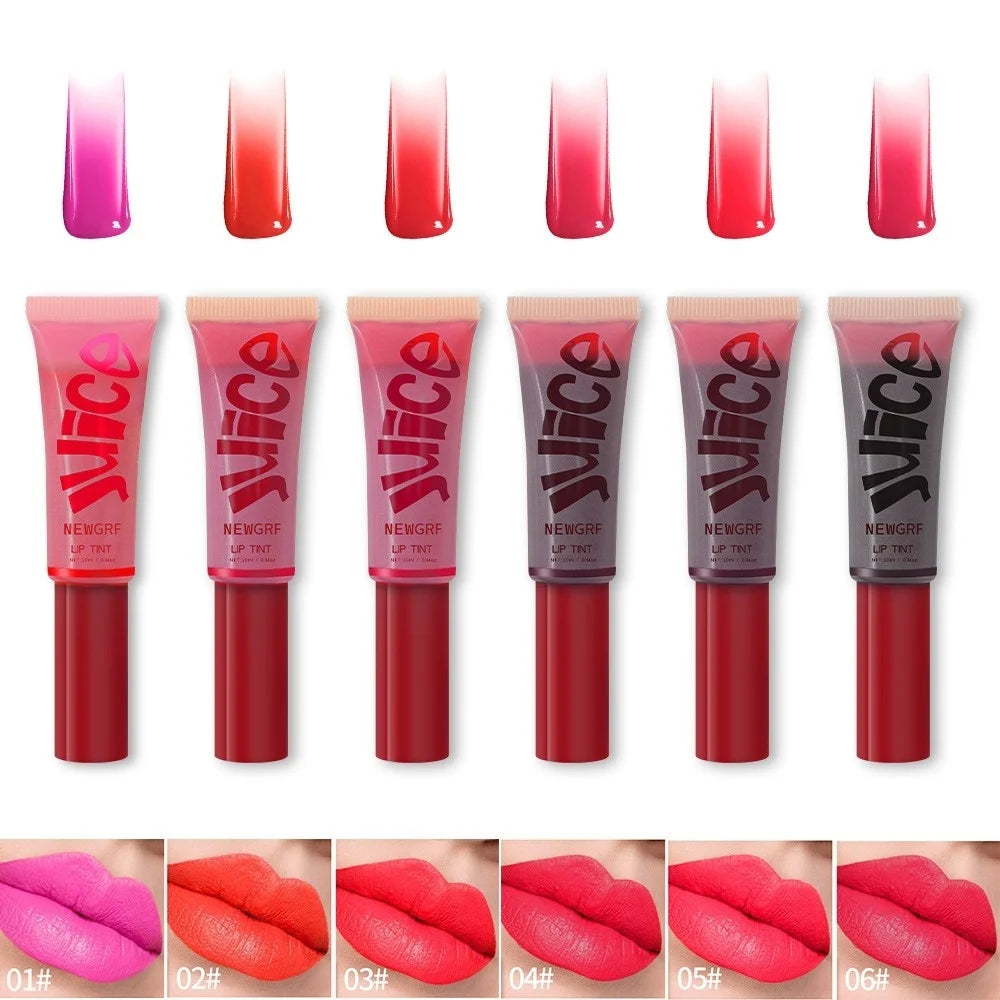 Juice Lip Tint Non-stick Cup Liquid Lipstick and Blush 2 in1 Waterproof Long Lasting Rose Red Lip Stain Makeup Pigment 1Pc