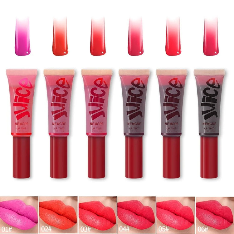 Juice Lip Tint Non-stick Cup Liquid Lipstick and Blush 2 in1 Waterproof Long Lasting Rose Red Lip Stain Makeup Pigment 1Pc