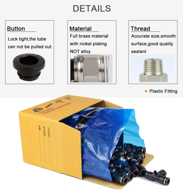 Pneumatic Air Connector Fitting PC/PCF/PB/PKB/PH/PL/PLF/PX/SL 4mm 6mm 8/10mm Thread 1/8 1/4 3/8 1/2 Black Plastic Hose Fittings