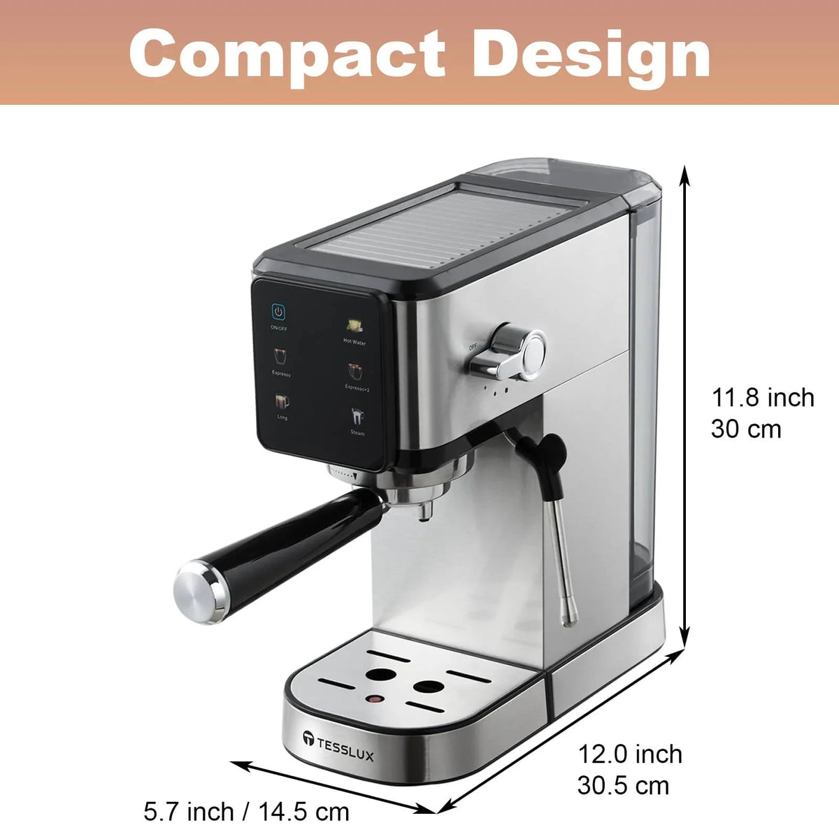 20Bar Espresso Machine With Dual Boiler, LCD Touch Control & Milk Frother| Compact Home Coffee Maker For Café Style Cappuccino & Latte, 304 Stainless Steel, 110V-130V