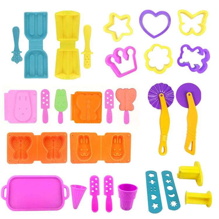 Playdough Ice Cream Mold for Kids Simulation Cookies Popsicle Party Play Plastics Clay Dough Tools Accessories Children DIY Toys