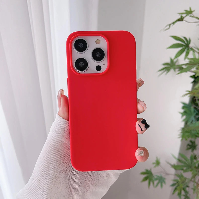 Luxury Candy Color Silicone Soft Case For iPhone 16 15 14 13 12 Pro Max Plus Mini 16+ Matte Ultra Thin Cover Frosted Shell Slim