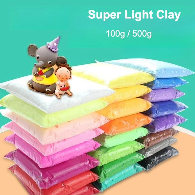 24 Colors Super Light Clay Non-toxic 100g 500g in Bag Plasticine Color Clay Space Mud Kindergarten School Handwork DIY Material