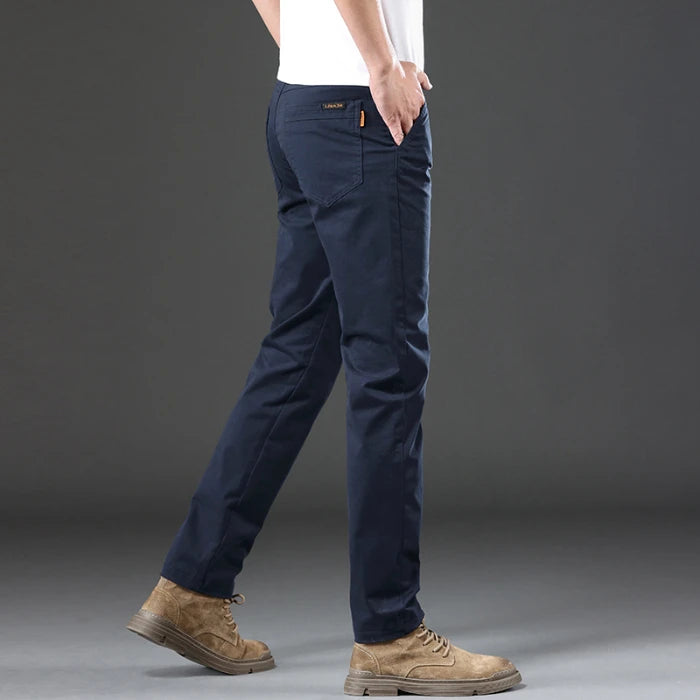 Ultra-high Quality Thin Cotton Men's Casual Pants Trendy Versatile Elastic Light Business Trousers Work Formal Straight Pants