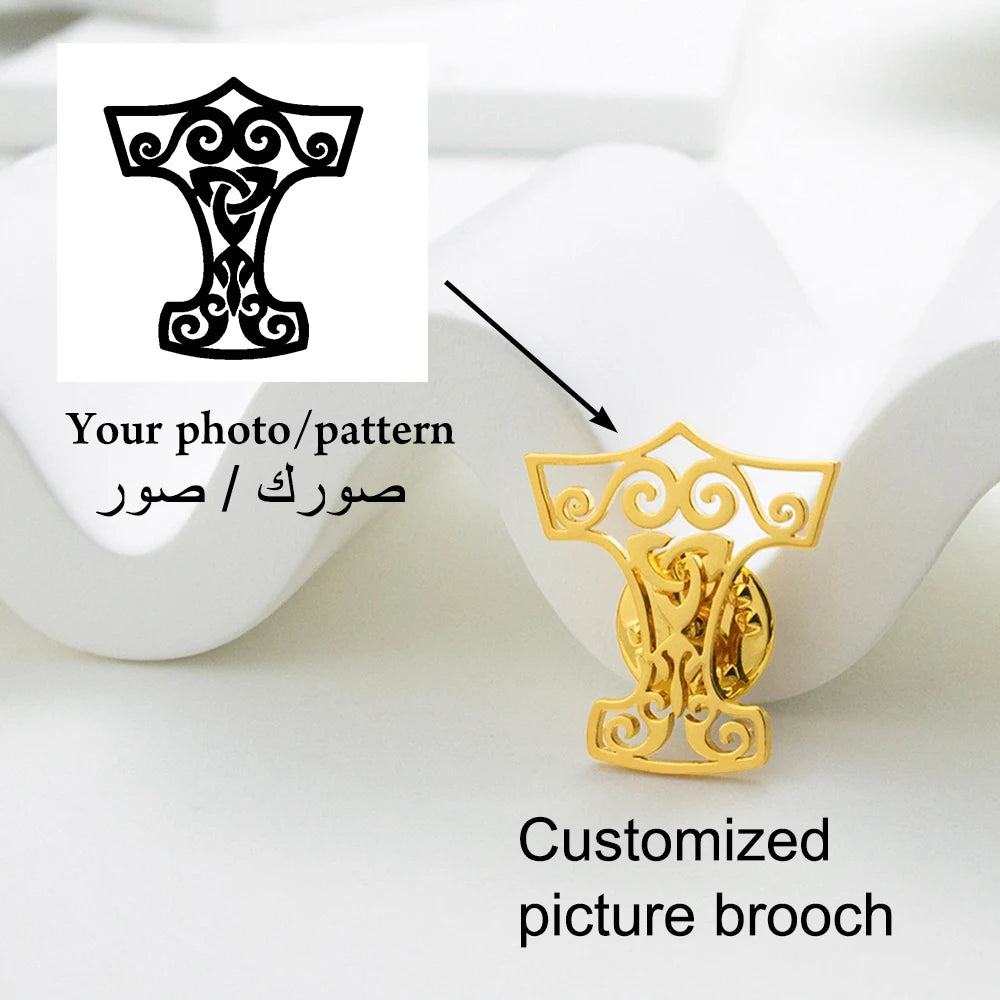 Using Images Customizing Personalized Brand Brooches Stainless Steel Accessories Customized Logos Jewelry Family Gifts
