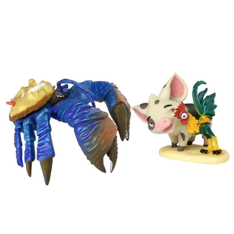 10pcs/set Cartoon Moana Princess Legend Vaiana Maui Chief Tui Tala Heihei Pua Action Figure PVC Decor