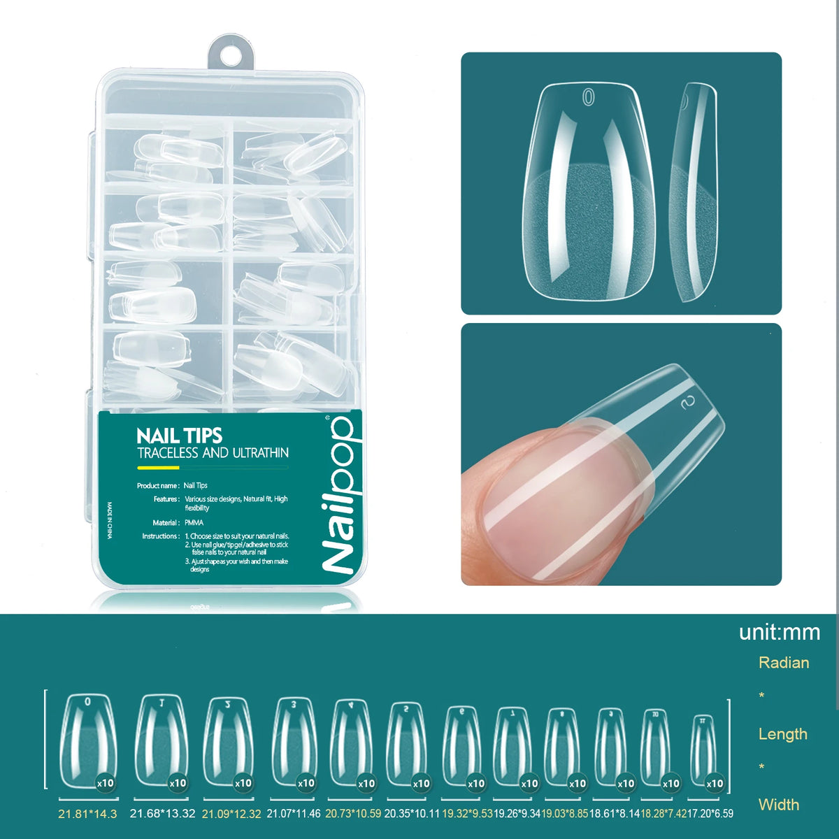 Nailpop 120pcs Acrylic Nails Fake Capsule Short Almond Coffin Square Artificial Nail Extension Soft Gel Tips Accessories Tools