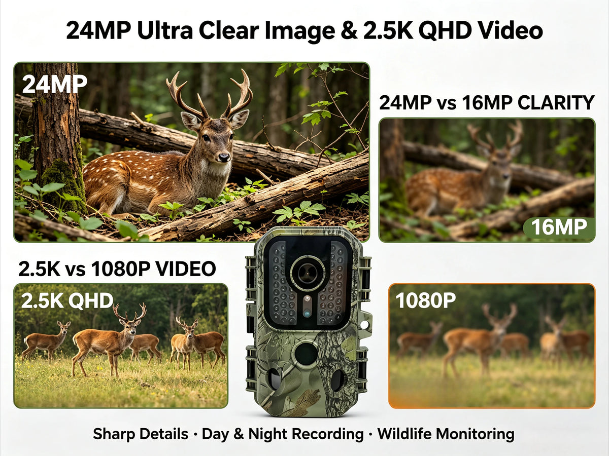 Suntekcam 24MP Hunting Trail Camera, 2.5K FHD Game Cam with 940nm Invisible Night Vision, Waterproof Motion Activated Wildlife