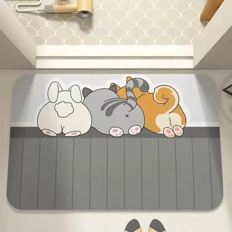 Cartoon Bathroom Soft Diatomaceous Mud Floor Mat, Bathroom Absorbent Foot Mat, Toilet Sink, Bedroom Mat, Carpet