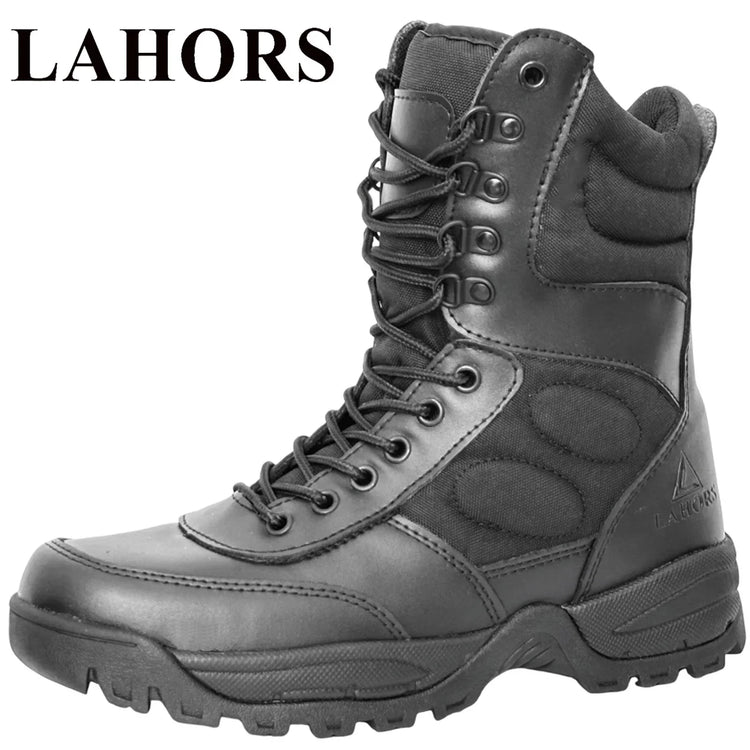 LAHORS® Brand Lightweight Cowhide Leather Tactical Boots Men's Desert Combat Outdoor Hiking Ankle Shoes Men